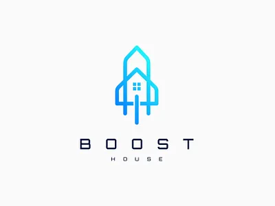 Rocket Boost Home House Logo building design estate graphic design home house illustration logo logo design property real estate rocket ship vector