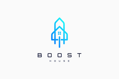 Rocket Boost Home House Logo building design estate graphic design home house illustration logo logo design property real estate rocket ship vector