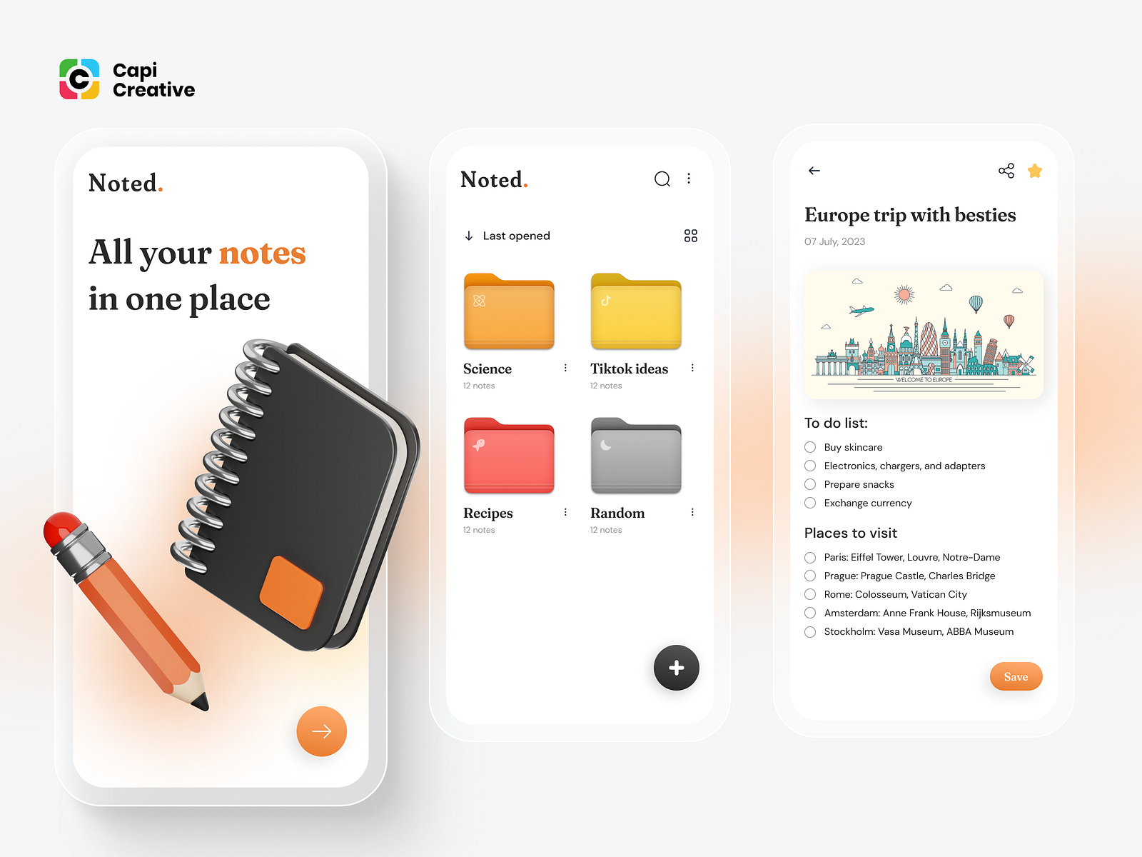 NoteTaking App 3D Design Style by Capi Product on Dribbble