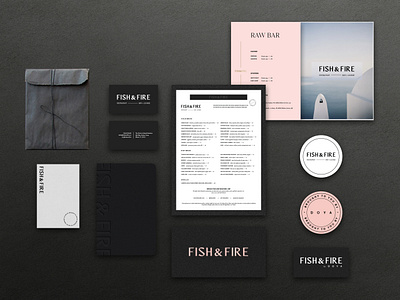 Stationery for FISH & FIRE 3d brand identity branding business card design graphic design illustration logo motion graphics stationery ui