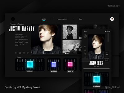 CelebUnbox - Celebrity Mystery Box Artist Page Concept animation branding challenge dailyui design graphic design illustration logo minimal ui