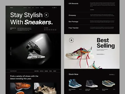 Sneakers Website fashion footwear homepage landing page marketplace online shop shoes shop sneakers store ui uiux web design website