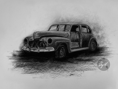 Charcoal drawing of an old car art arte car charcoal classic desenho dibujo drawing old car