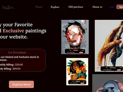 UI Showcase of Art gallery web application app design art branding design graphic design illustration logo painting website paintings ui uiux user intrface vector web design