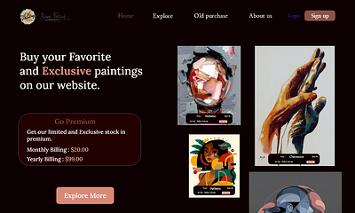 UI Showcase of Art gallery web application app design art branding design graphic design illustration logo painting website paintings ui uiux user intrface vector web design