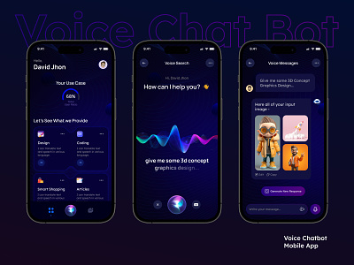 Voice AI Chat Bot ai ai assistant app app design artificial intelligence audio chat chat box chatbot chatbot ai chatbot mobile app chatgpt design minimal design mobile app trendy design ui ux voice voice ai