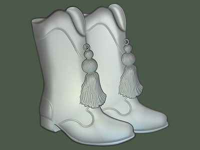 Boots bas relief cad cam design cnc stl wood carving