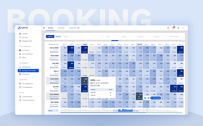 Booking system calendar dashboard ui