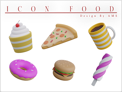 3D Icon Food 3d 3dicon 3diconfoodall 3dmodeling animation autodeskmaya desain design food foodicon icon burger icon donat icon es icon gelas icon kopi icon pizza iconfood illustration ui web
