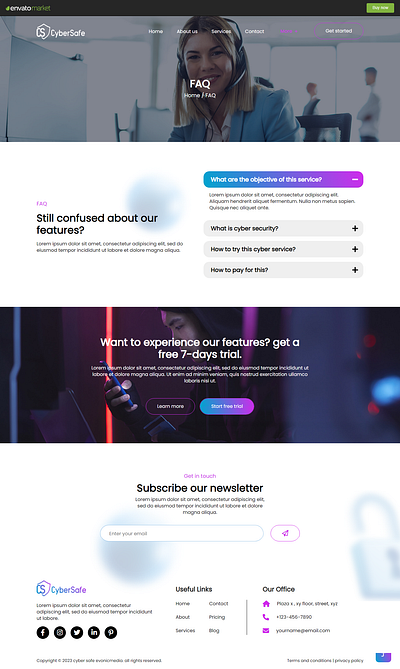 FAQ section of Cyber Security Service HTML5 Template kit branding cyber cyber security design idea internet security internt software software solution ui ux website