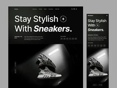 Sneakers Online Shop Responsive adaptive fashion footwear homepage landing page mobile version online shop responsive shoes shop sneakers ui uiux web design website