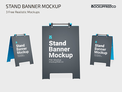 Free Stand Banner PSD Mockup advertise advertisement advertising banner banners design free freebie mock up mockup mockups outdoor photoshop psd stand banner street template templates
