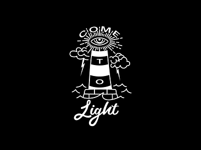 Come to light eye graphic design illustration light lighthouse lines minimalist old style sea simple thunderstorm vintage waves