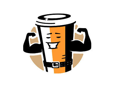 PowerCoffee branding bruiser character coffee coffee mug cup design graphic design illustration jock logo logo design logodesign logos logotype morning mug proteine