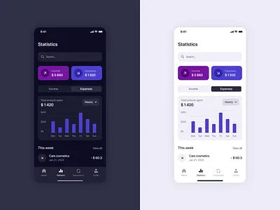ProCoin - Banking App Design animation app bank app banking design elinext expenses finance income ios minimalistic mobile mobile app motion product design statistic transactions ui ux wallet