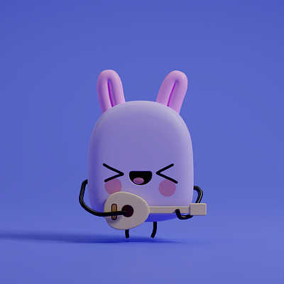 Bunny game avatar 3d avatar bunny character cute design game graphic design illustration mobile model playful purple ui