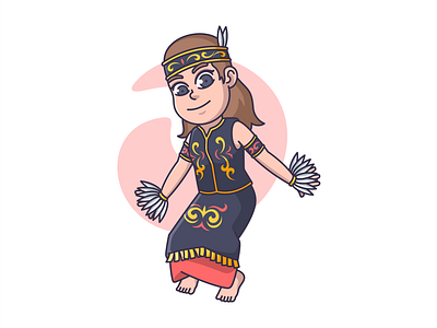 Dayak Cultural Couture cartoon character colorful cute design drawing illustration