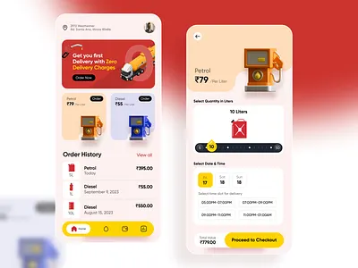 Mobile App: Fuel Delivery app design fuel mobile app ui