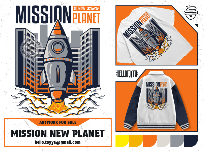 (DESIGN FOR SALE) SAIllustration Mission to New Planet adobe illustrator artwork for sale building clothing customartwork designforsale digital artwork for sale graphic design illustration merchandise planet print tshirt retro design rocket rocket design tshirt design tshirt illustration vintage vintage illustration