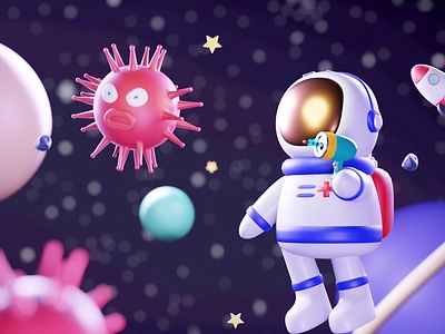 3D ILLUSTRATION ASTRONOUT 3d animation astronaut blender cartoon design dribbble fun graphic design hand healt illustration landscape medical photo portfolio render simple social media space