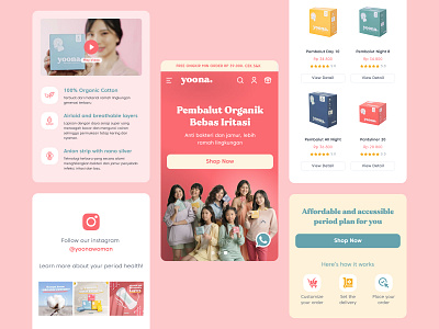 Yoona mobile website clean design ecommerce female mobile organic website woman women