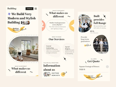 Construction landing mobile architecture building construction design home page interface landing layout minimal mobile one page ui ux web