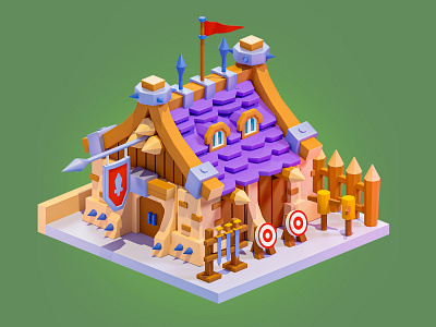 Armory 3d blender cartoon cozy cute design game lowpoly