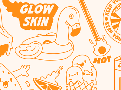Glow Skin - Sunscreen Brand 🌞 2d art branding cute doodle illustration inspiration line mascot summer sun vector vibes