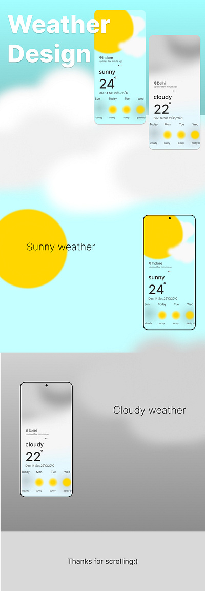 Dailyui#037:weather design 37 cloudy dailyui dailyui37 design figma interfacedesign mobileinterface sunny ui weather weatherdesign