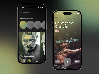 Sport Streaming Mobile App boxing design gradient mobile app streaming app streaming service ufc ui designer uidesign uiux user interface