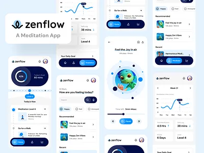 Meditation App UI Design app app design clean ui dailyui dribbledesign meditation meditation app mindfulness minimal minimal ui minimalism mobile app mobiledesign ui uidesign uiux user interface ux