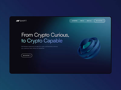 Shift Markets – Crypto-as-a-service website 3d abstract blender blockchain branding crypto design illustration monotwo ui website
