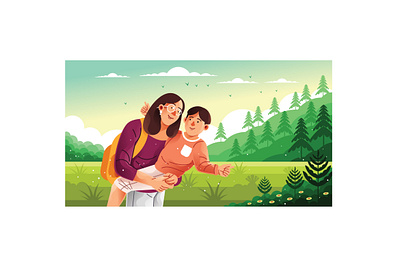 Adventures with Mom - A Vacation to Remember Illustration personalized