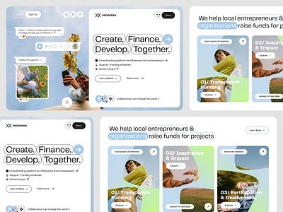 Crowdfunding Platform for Influencers and Bloggers app design blogging branding business platform creator crowdfunding digital influence finance financial platform fintech funding home page influencer investments landing page landing page saas social app startup website ui ux web design