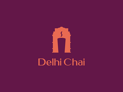 Delhi Chai Logo brand identity branding chai creative delhi drink food food logo graphic design idea illustration india india gate logo minimal minnimalist logo negative space tea tea logo