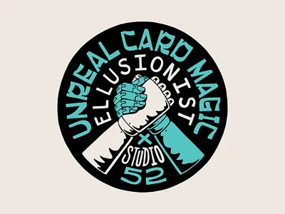 Unreal Card Magic bold branding collaboration freinds graphic design grasp hand drawn hands handshake illustration magic model playing card promotional retro studio tattoo typography vintage wooden