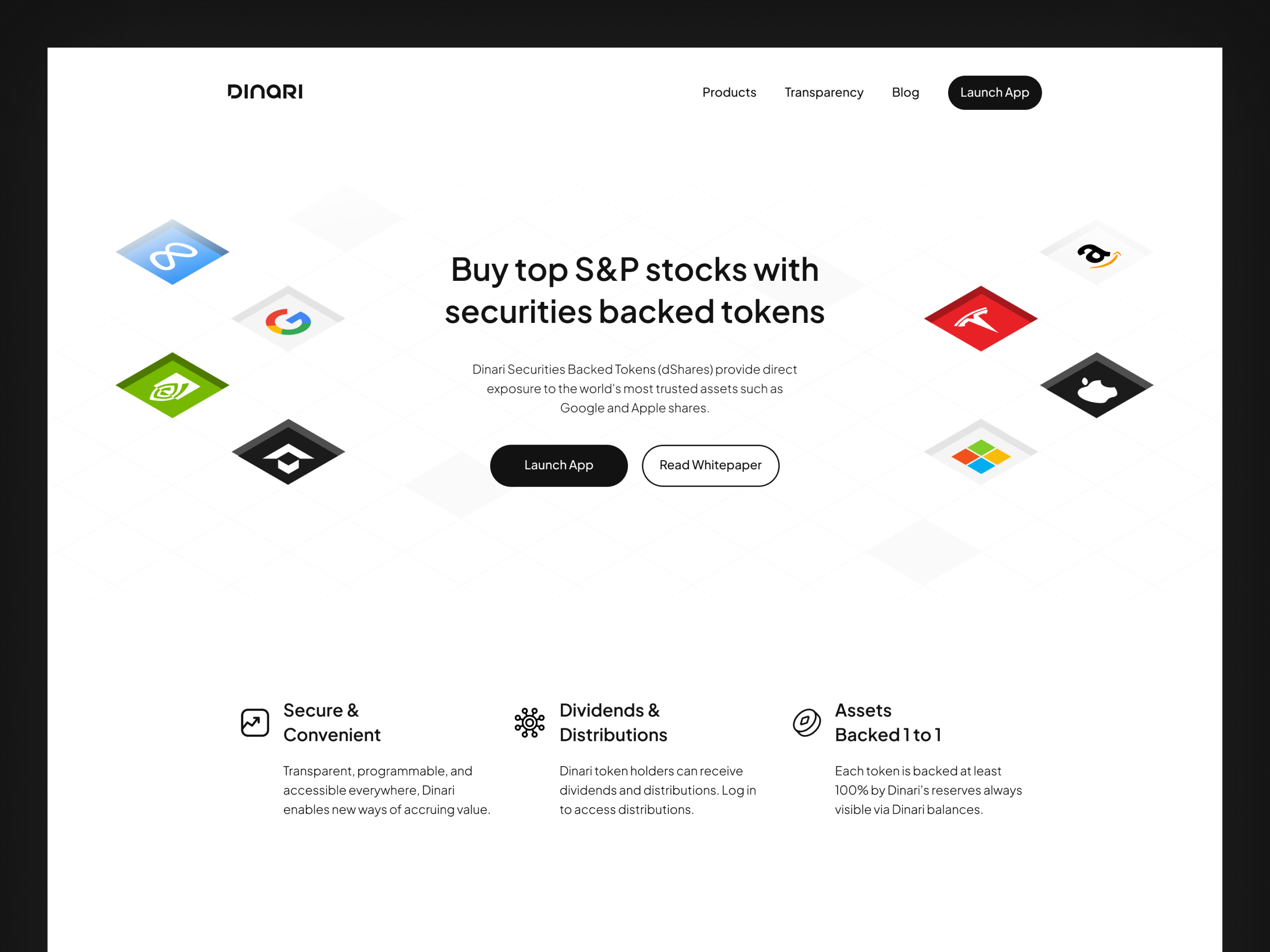 Dinari Website Redesign crypto crypto exchange crypto website stock market tokenized ui uidesign uiux uiux design ux design webdesign website