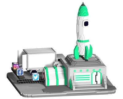 Voxel rocket launch station rocket voxel art