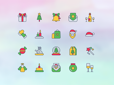 Filled Outlined Style Christmas Icon Pack yuletide