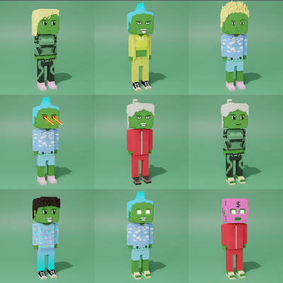 Voxel zombie collection collection voxel art zombie