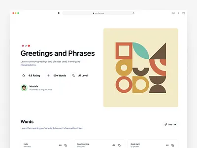 Dictionary Page - Wordigo app app landing page design dictionaries graphic design illustration landing page landing page design saas saas landing page translate translator typography ui ux