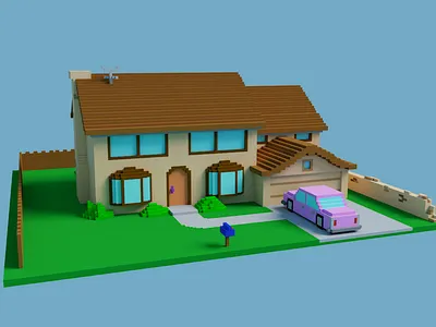 Simpsons house voxel 3d cartoon game art magicavoxel the simpsons voxel art