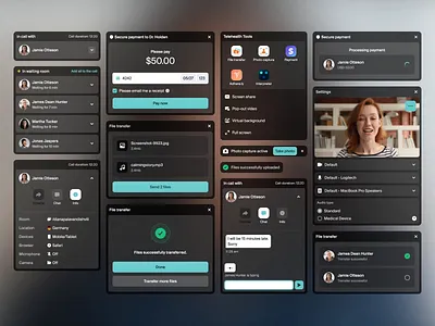 Interaction Design Exploration application branding chat design interaction design job menus modals motion design telehealth telemedicine ui ux video call