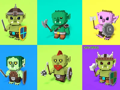 Voxel Orgs collection 3d collection game art graphic design magicavoxel org troll voxel art