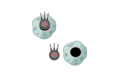 Asteroid Turrets 2d adobe illustrator assets asteroid cute design graphic design illustration turret video game