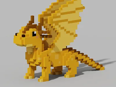 Voxel yellow dragon dragon voxel art yellow