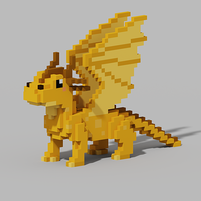 Voxel yellow dragon dragon voxel art yellow