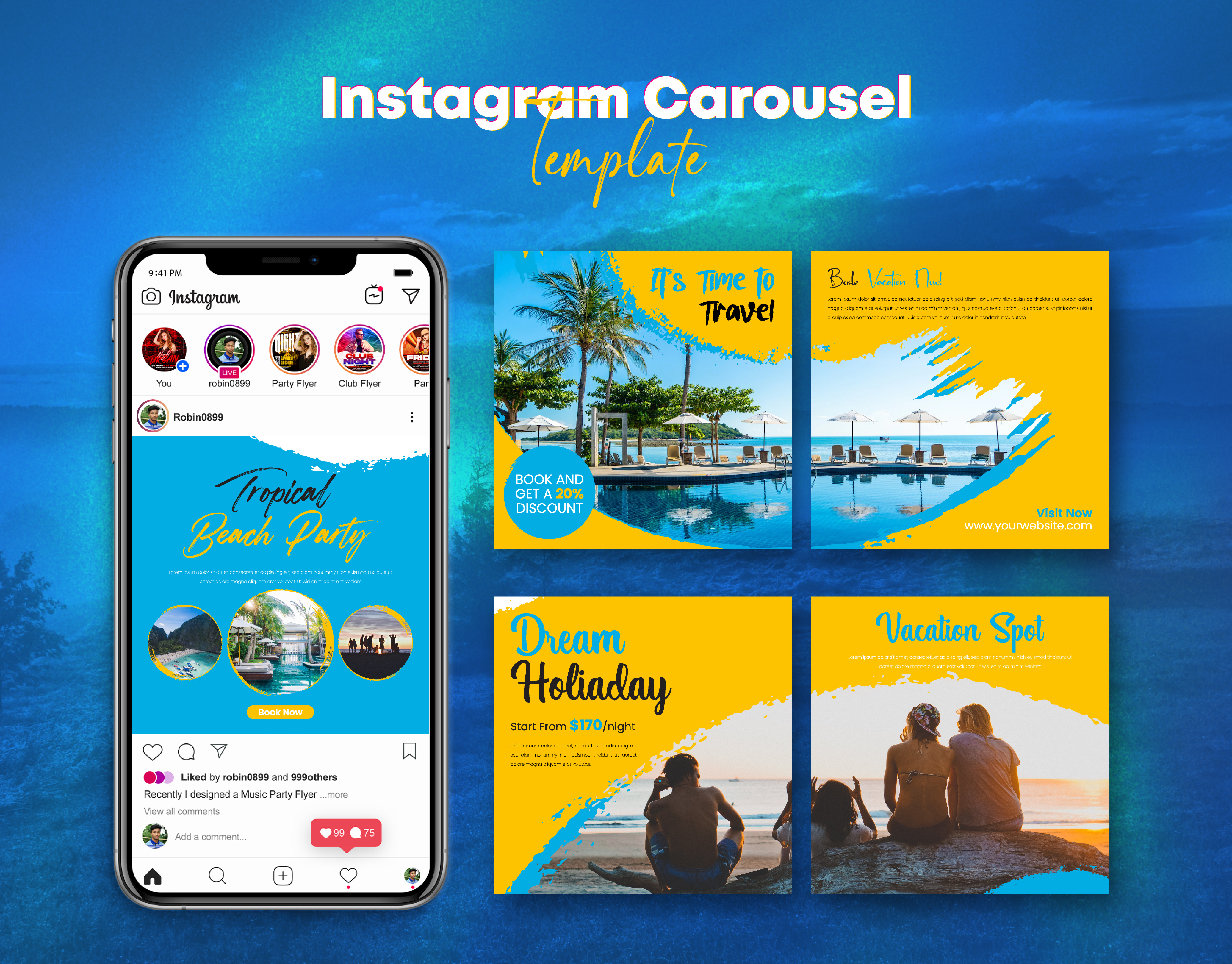 Tour & Travel Instagram carousel template advertisement advertising branding carousel post carousel template design graphic design instagram carousel instagram flyer instagram post social banner social media banner social media pack social media post template tour travel travel banner travel post
