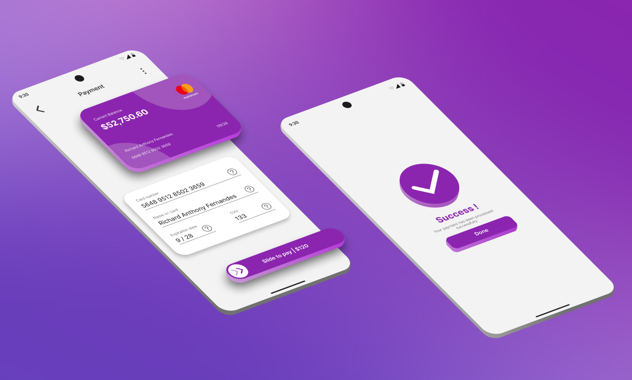 Example of Credit card payment app UI design