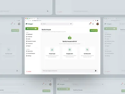 Manggen - House Detail Pages ai ai realestate budget plan build a house with ai chat dashboard help center house type leads new build properties provide feedback realestate report residents leases settings surface area transaction uiux web web ai